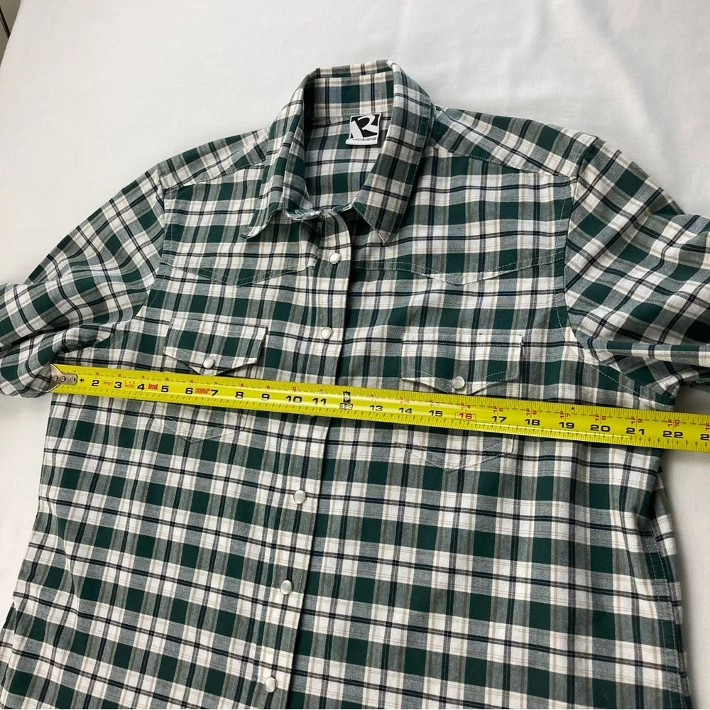 Vintage Rockies Forest Green Plaid Pearl Snap Western Shirt XL - Picture 11 of 14